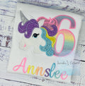 6th Birthday Pastel Unicorn Shirt, Girl Rainbow Pastel Unicorn Birthday, Rainbow Unicorn outfit, Unicorn embroidery, Any Age