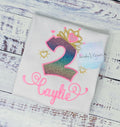 2nd Birthday Shirt for Girl, Princess Birthday Shirt, Number with Crown Birthday Shirt, Girls 4th Birthday Shirt, Princess Tiara, Any Age