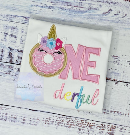 Girl 1st Birthday Donut Unicorn Shirt, Sweet Donut Shirt, First Sweet Birthday Shirt with Donut, unicorn Donut Party, Sweet four