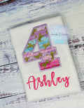 4th Birthday Unicorn Shirt, Girl colorful Uni Birthday Number, Gold unicorn tee, Number unicorn embroidery, Any age