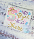 5th Birthday Shirt for Girl, Princess Birthday Shirt, Number with Crown, Her Royal 5-ness, Girls 6th Birthday Shirt, Snowflake shirt