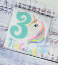 3rd Birthday Pastel Unicorn Shirt, Girl Rainbow Pastel Unicorn Birthday Outfit, Rainbow Unicorn outfit, Unicorn embroidery, Any age
