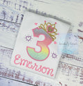 Girl shirt with princess tiara number, Rainbow, ombre birthday shirt, Fun font