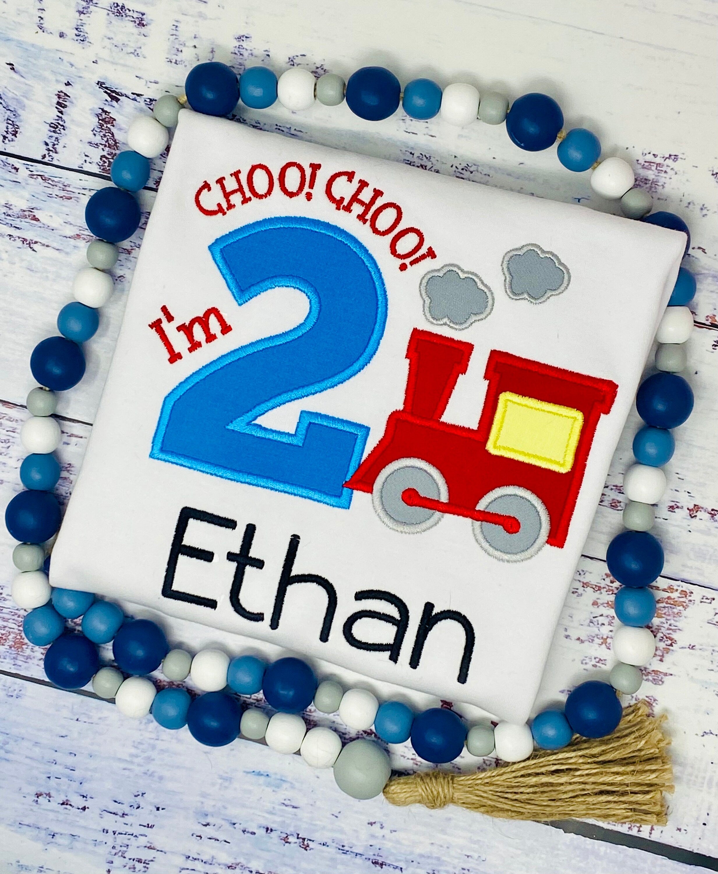 2nd Birthday train “Choo Choo” I’m two, Toddler tee with train