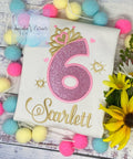 6th Birthday Girl Outfit, Princess Birthday Shirt, Number with Tiara, Pink Princess Birthday Shirt, Princess Birthday Party