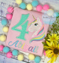4th Birthday Pastel Unicorn Shirt, Girl Rainbow Pastel Unicorn Birthday Outfit, Rainbow Unicorn outfit, Unicorn embroidery, Any age