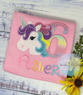 6th Birthday Pastel Unicorn Shirt, Girl Rainbow Pastel Unicorn Birthday Outfit, Rainbow Unicorn outfit, Unicorn embroidery, Any age