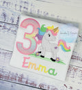 3rd Birthday Pastel Filled Stitch Unicorn Shirt, Girl Rainbow Pastel Unicorn Birthday, Gold Horn Uni Gift, Rainbow Unicorn, Any age
