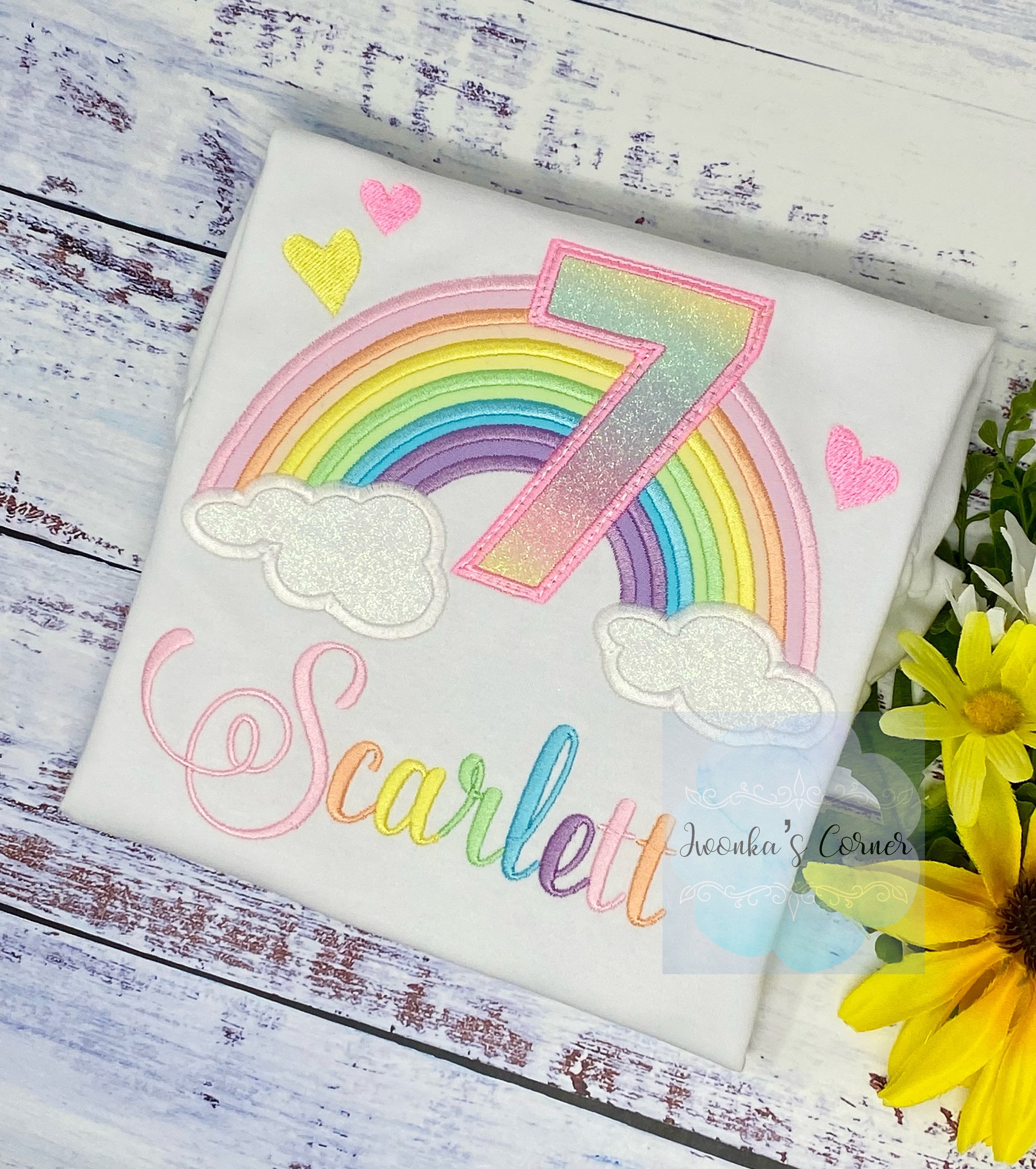 7th Rainbow birthday shirt for a girl, Over the rainbow party, Any Age, birthday party rainbow theme, Pastel Color Rainbow, Rainbow gift