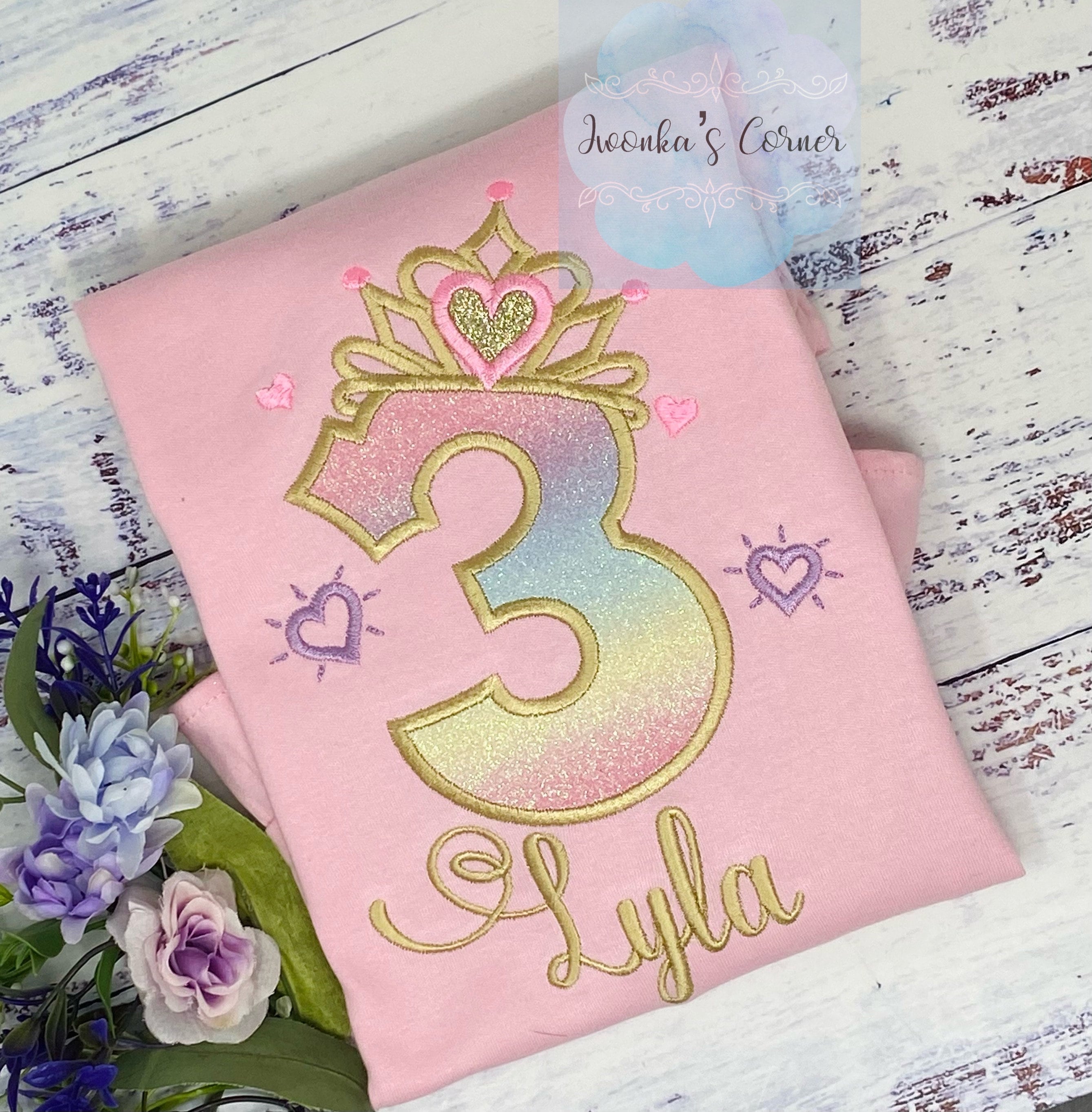 5th Birthday Shirt for Girl, Princess Birthday Shirt, Number with Crown Birthday Shirt, Girls 4th Birthday Shirt, Princess Birthday Party