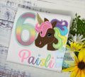 6th Birthday Brown Pastel Unicorn Shirt, Girl Rainbow Pastel Unicorn Birthday, Gold Horn Unicorn , Rainbow Unicorn, Brown uni embroidery