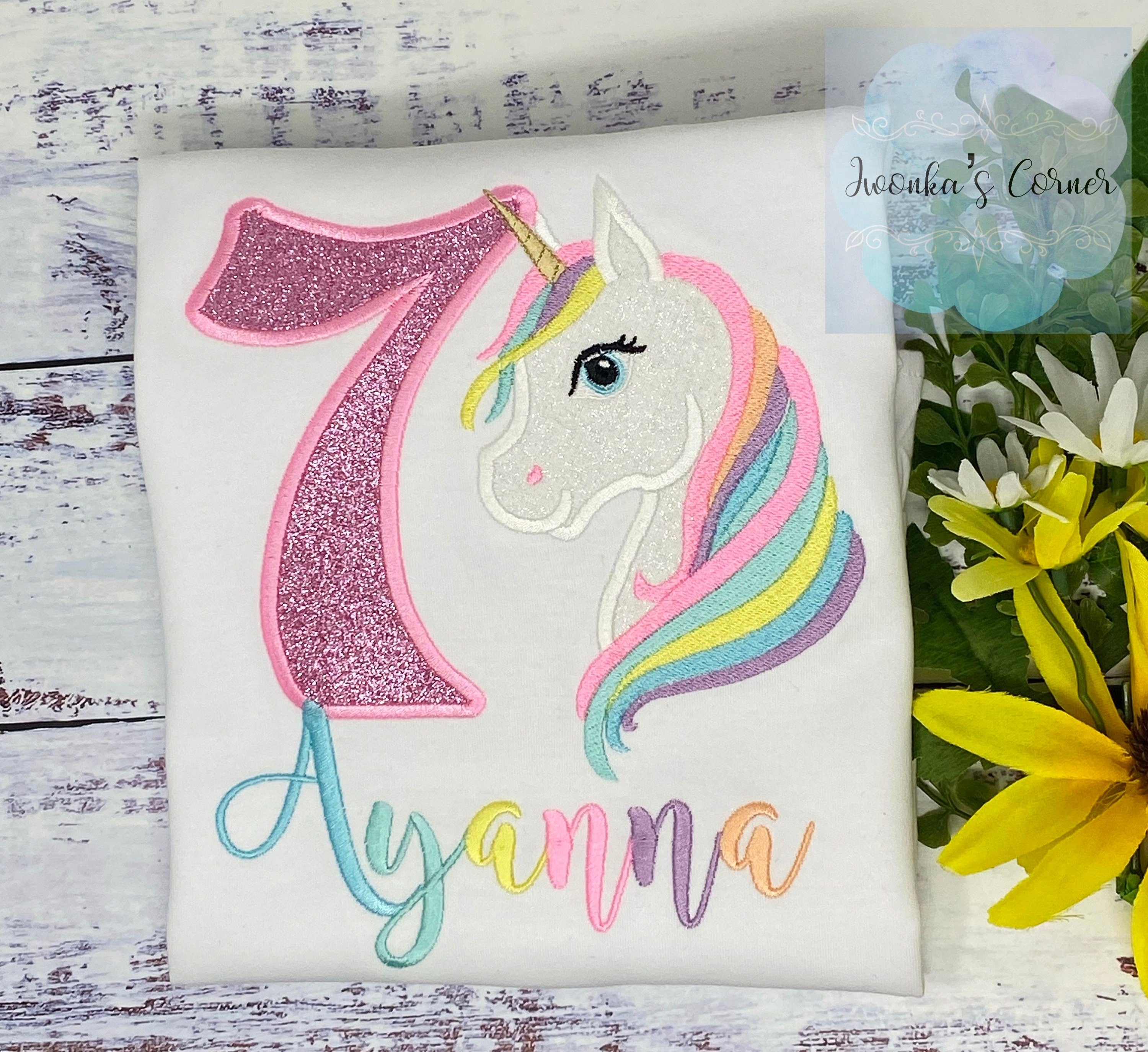 3rd Birthday Pastel Unicorn Shirt, Girl Rainbow Pastel Unicorn Birthday Outfit, Rainbow Unicorn outfit, Unicorn embroidery, Any age