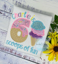 Girl Ice Cream 6 “Scoop of fun” birthday shirt, Sweet Ice Cream cone Theme Party, Pastel sweet birthday tee,