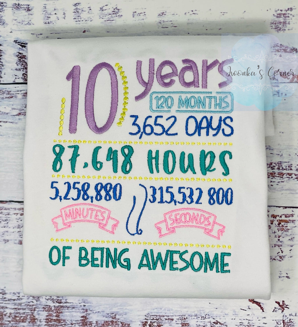 Girl 10th birthday embroidery shirt,