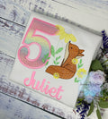 Girl embroidered shirt with fox, Fox birthday theme party, 5th birthday red fox tee