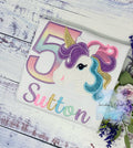 5th Birthday Purple Gold Unicorn Shirt, Girl Rainbow Pastel Unicorn Birthday Outfit, Rainbow Unicorn outfit, Unicorn embroidery, Any age