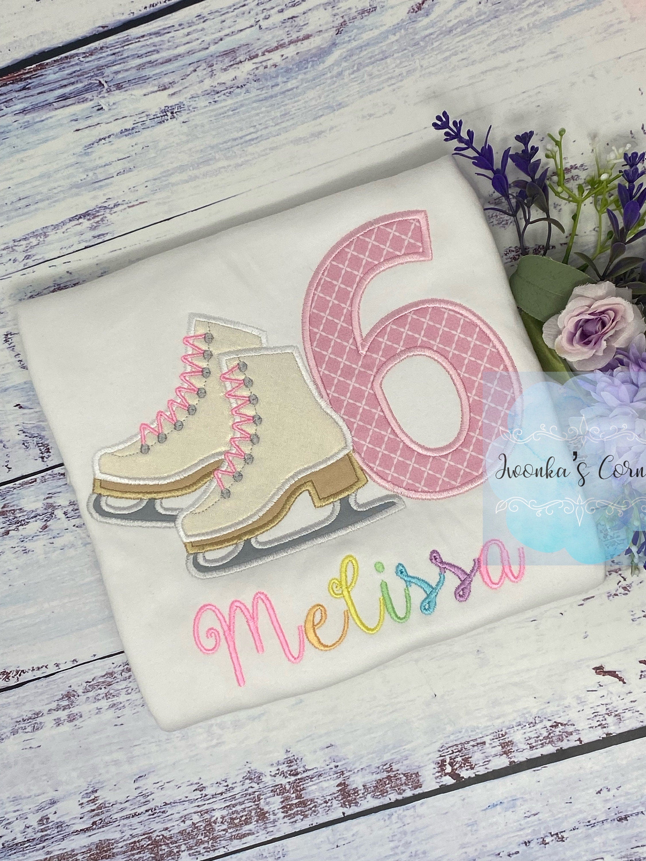 Personalized Ice Skating Birthday Shirt | Custom Embroidered Tee | Unique skating tee, 6th birthday winter sport party