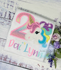 Girl Pastel Unicorn Birthday Outfit, 2nd Birthday Pastel Unicorn Tee, Unicorn Theme birthday, Colorful Uni Tee , Unicorn custom embroidery