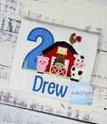 Boys 2nd Barnyard Birthday Farm Shirt with farm animals, Barn embroidery, Personalized Barn animals shirt, Blue gingham, Any age