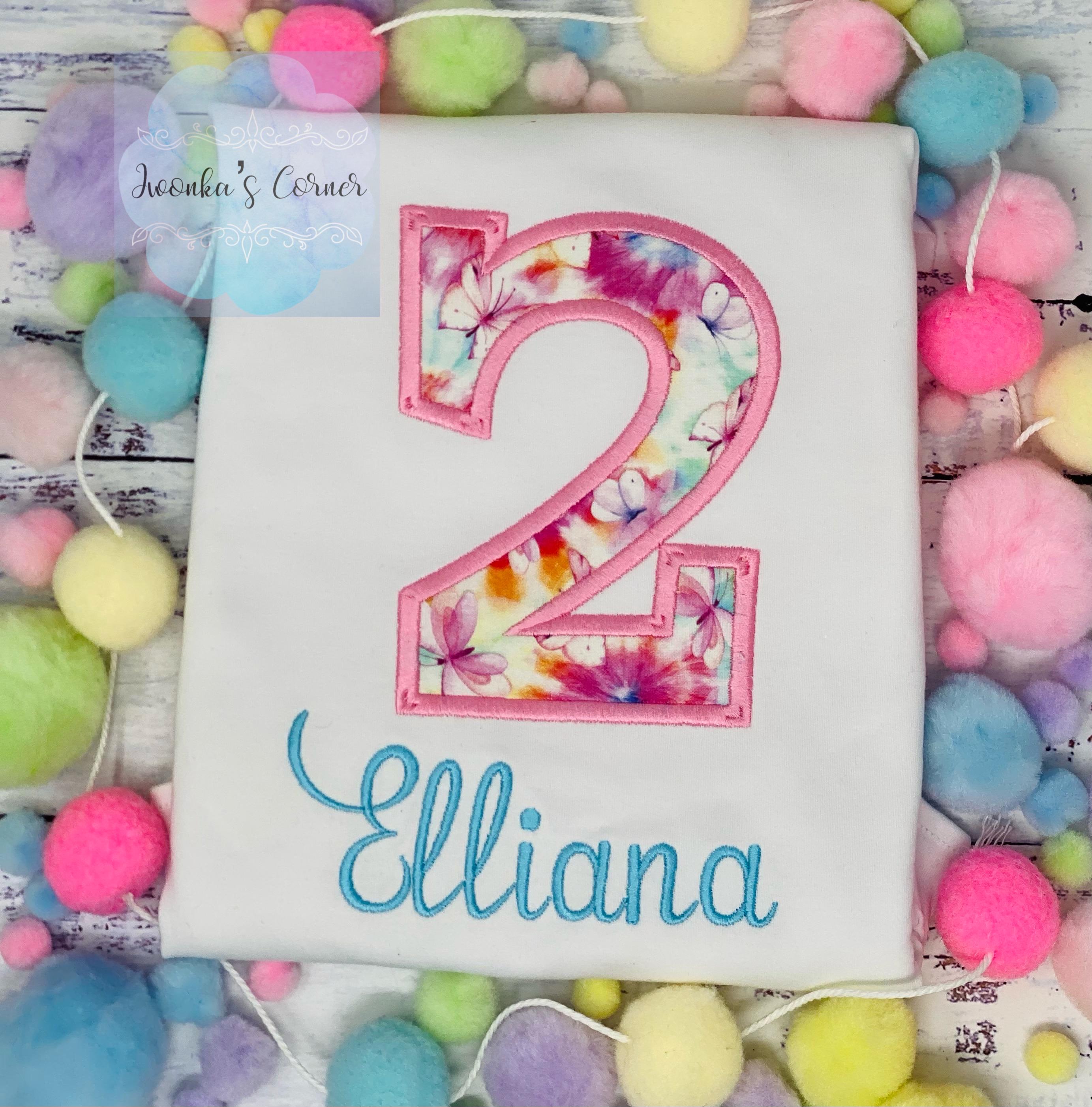 Girl Personalized Butterfly Tee, Casual Simple Butterfly Shirt, Shirt with pink butterflies and name, Custom birthday Applique tee