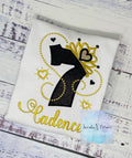7th Birthday Shirt for Girl, Bee Black Gold Numer, Princess Bee Birthday Shirt, Birthday Number with tiara, Girls Any Age Queen Bee Number,