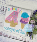 Girl Ice Cream 4 “Scoop of fun” birthday shirt, Sweet Ice Cream cone Theme Party, Pastel sweet birthday tee