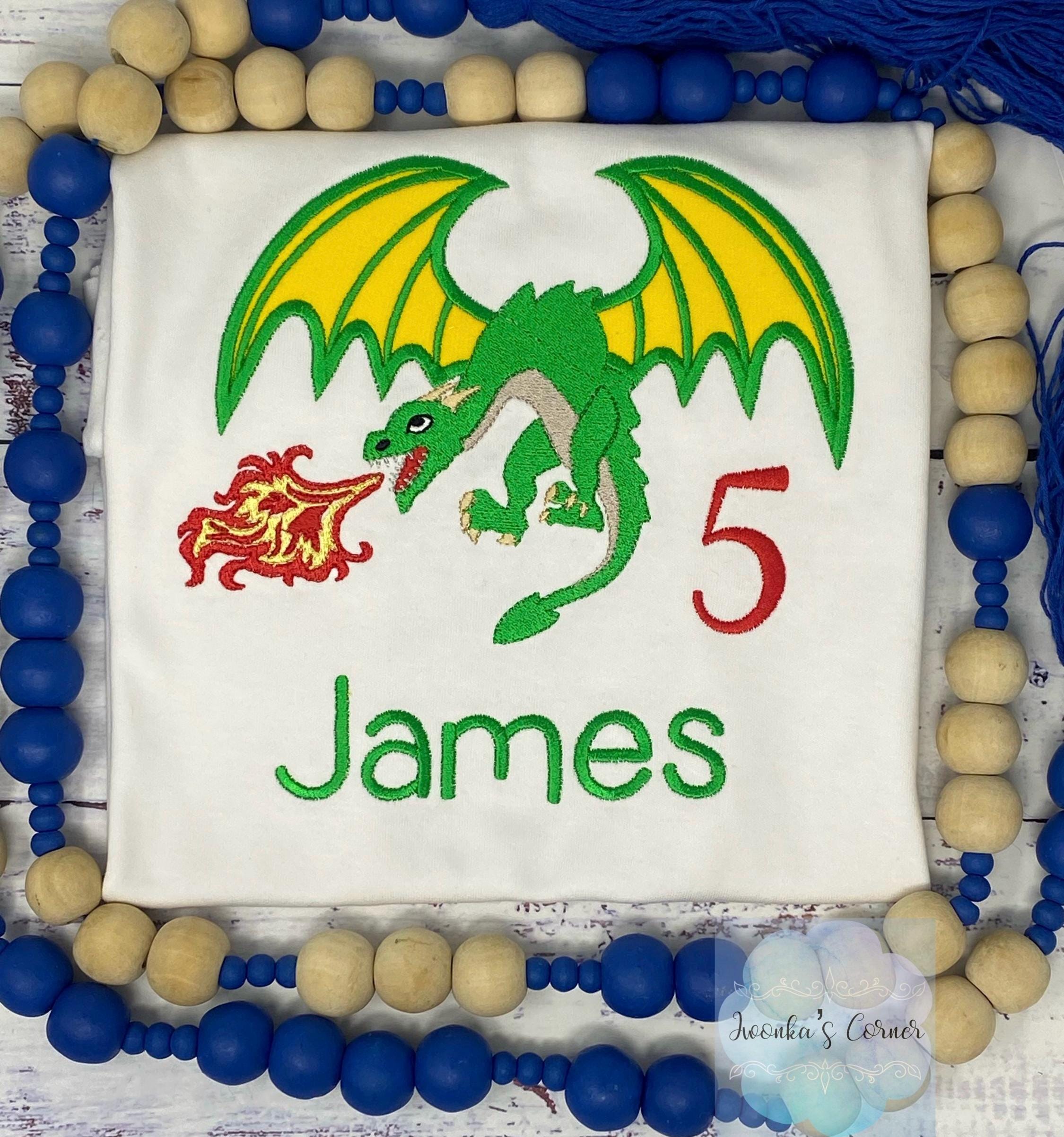 Boys Dragon Birthday Shirt, Boys 5th Birthday Shirt, Number Boys Birthday Shirt, Green dragon shirt