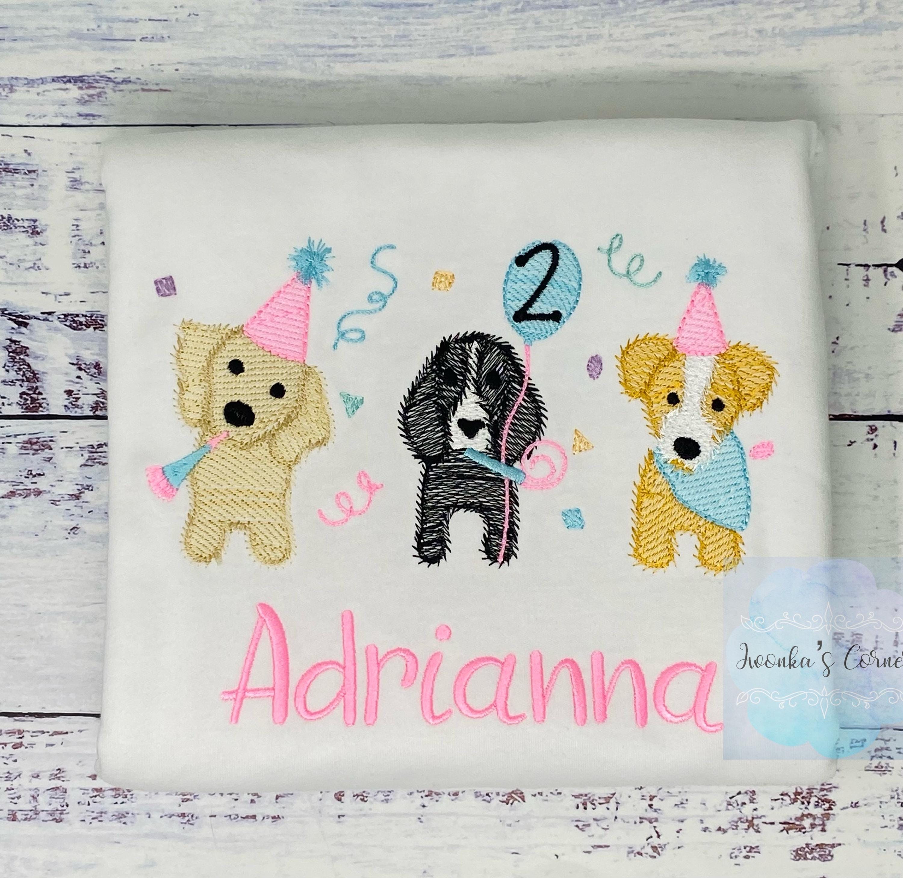 Girl 2nd Birthday Puppy Theme Embroidery shirt,