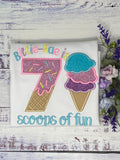 Girl Ice Cream 7 “Scoop of fun” birthday shirt, Sweet Ice Cream with cherry on top cone Theme Party, Pastel sweet birthday tee