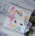 Girl 4th Birthday Pastel Unicorn, Pastel Uni, Ages 1-9, Fast shipping 5 days