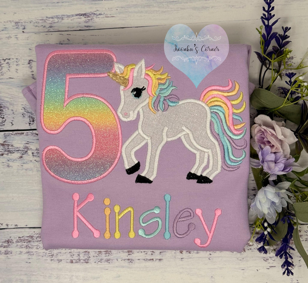 Girl 5th Birthday Pastel Unicorn, Pastel Uni, Ages 1-9, Fast shipping dispatched in 2 days :)