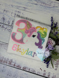 3rd Birthday Unicorn Shirt, Girl Rainbow Mane Unicorn Birthday Outfit, Rainbow Unicorn outfit, Unicorn embroidery, Script Font