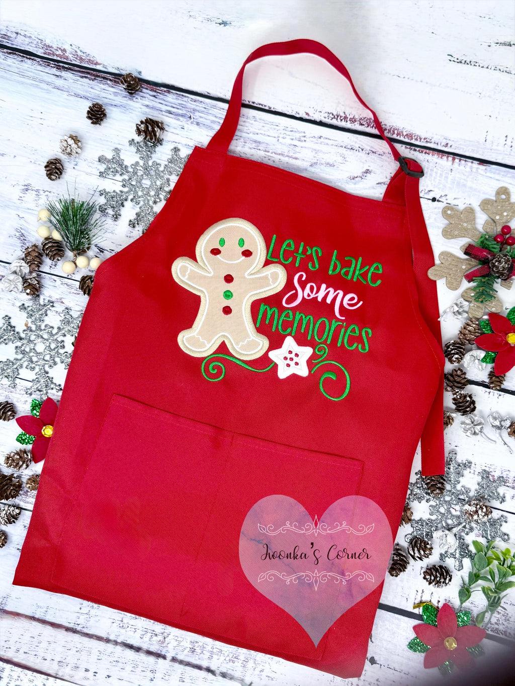 Christmas Personalized Kids and Adult Aprons, Embroidered Apron, Holiday Gift, Baking Apron, Cookies tester, Gingerbread Cookies