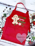 Christmas Personalized Kids and Adult Aprons, Embroidered Apron, Holiday Gift, Baking Apron, Cookies tester, Gingerbread Cookies