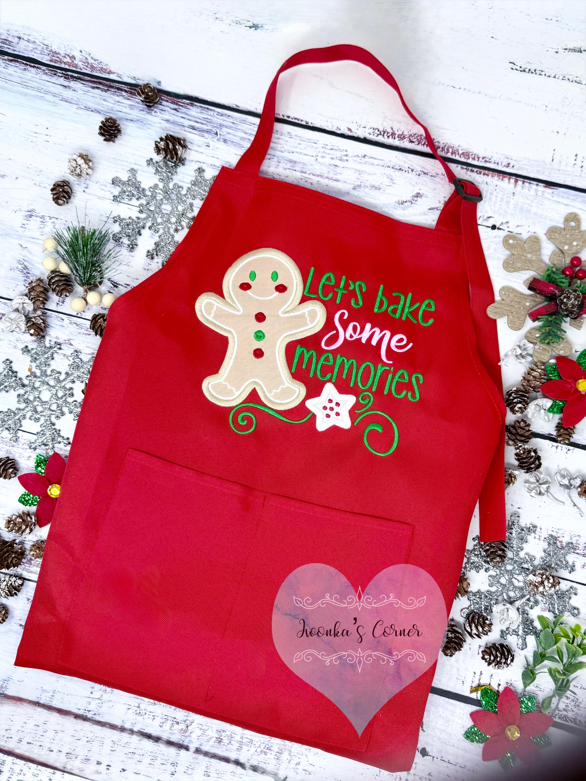 Christmas Personalized Kids and Adult Aprons, Embroidered Apron, Holiday Gift, Baking Apron, Cookies tester, Gingerbread Cookies