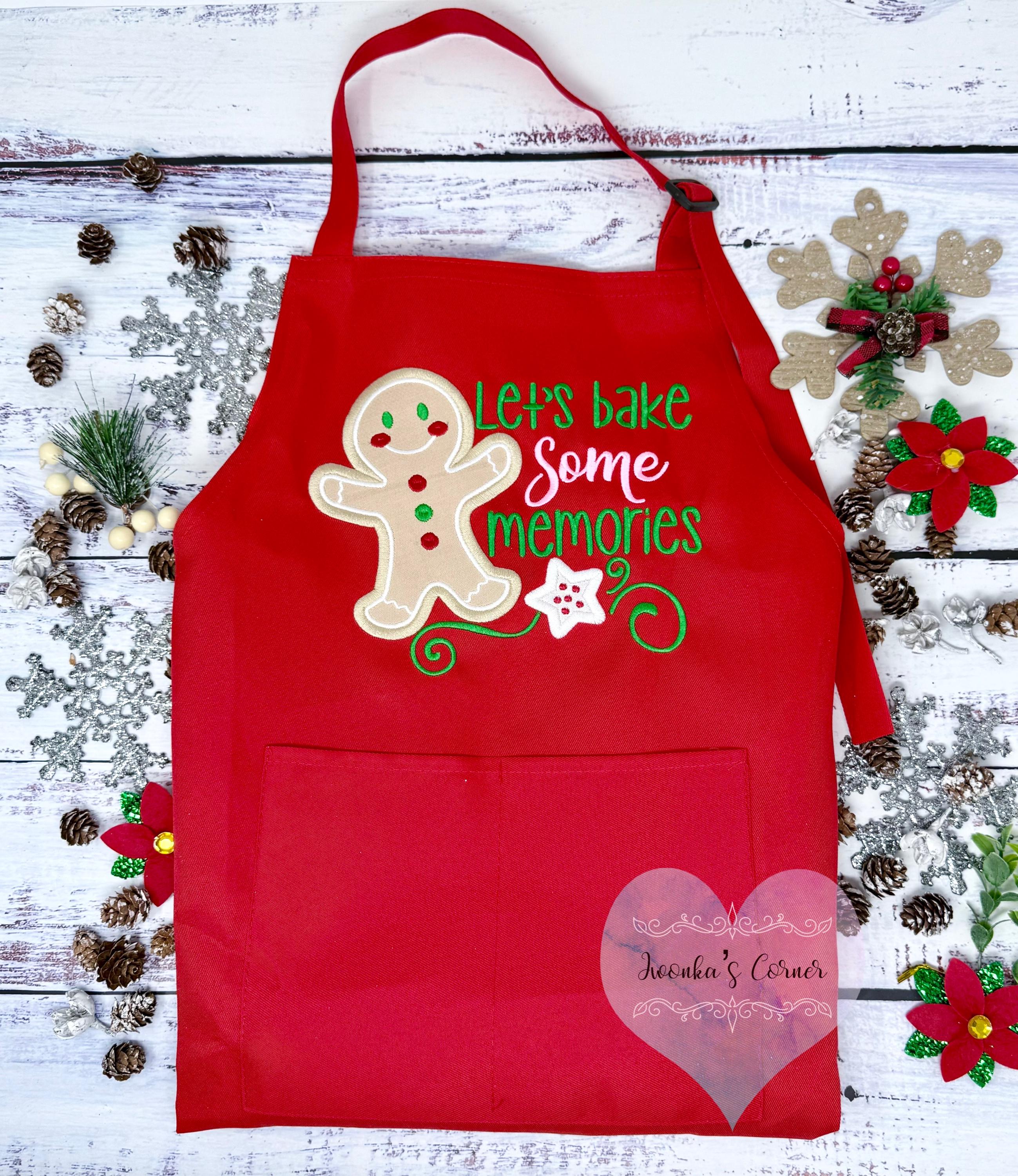 Christmas Personalized Kids and Adult Aprons, Embroidered Apron, Holiday Gift, Baking Apron, Cookies tester, Gingerbread Cookies
