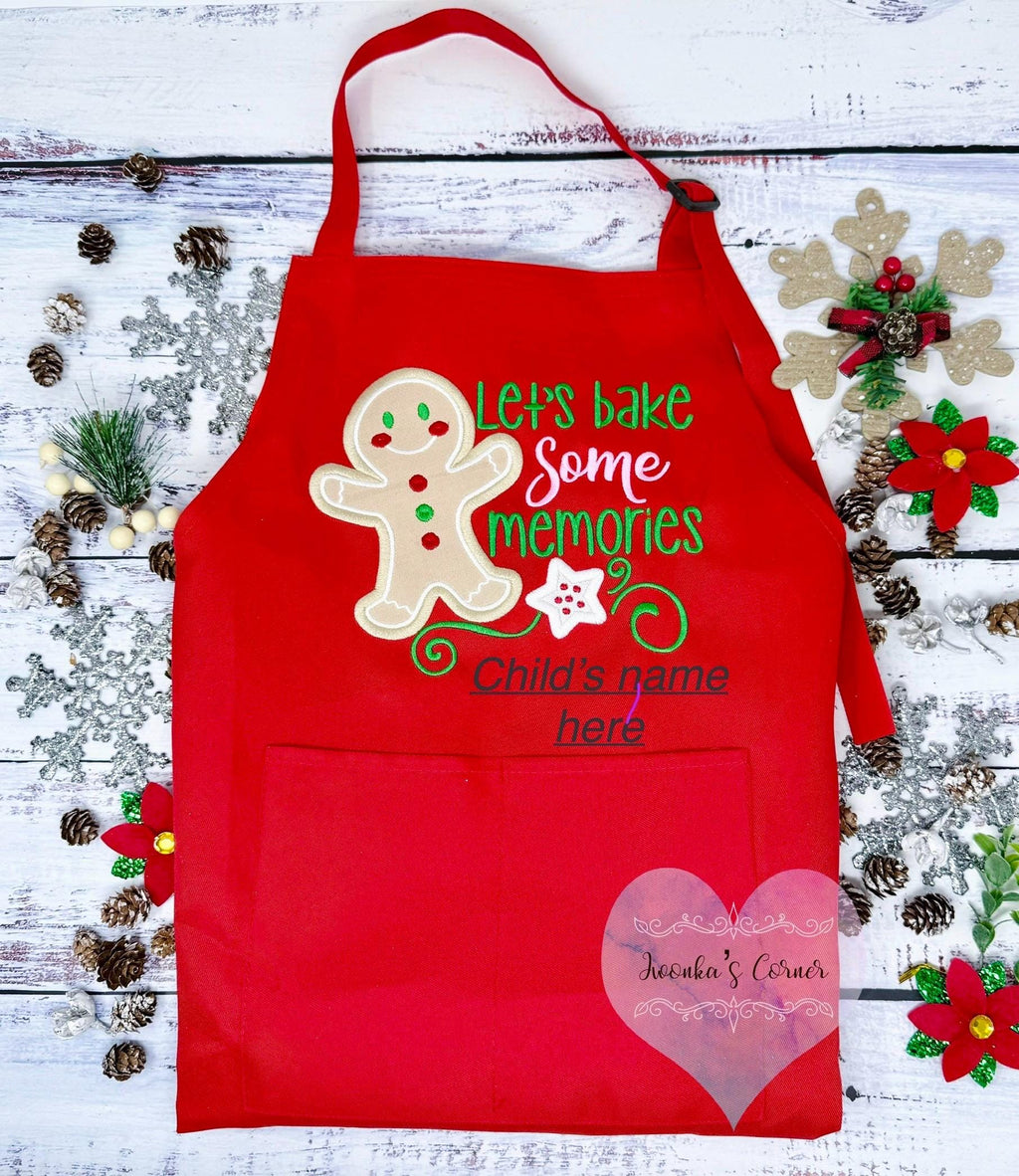 Christmas Personalized Kids and Adult Aprons, Embroidered Apron, Holiday Gift, Baking Apron, Cookies tester, Gingerbread Cookies