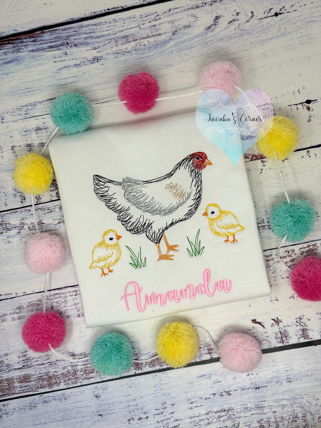 Girl Shirt with Yellow Chicks and a Hen, This Chick tee, Chicken embroidery on toddler shirt