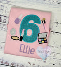 Girl 5th Birthday Shirt with Make up, Salon, Spa Birthday Tee Number cosmetics, Lipstick Powder Brush, Make up Birthday Party, Nail Polish