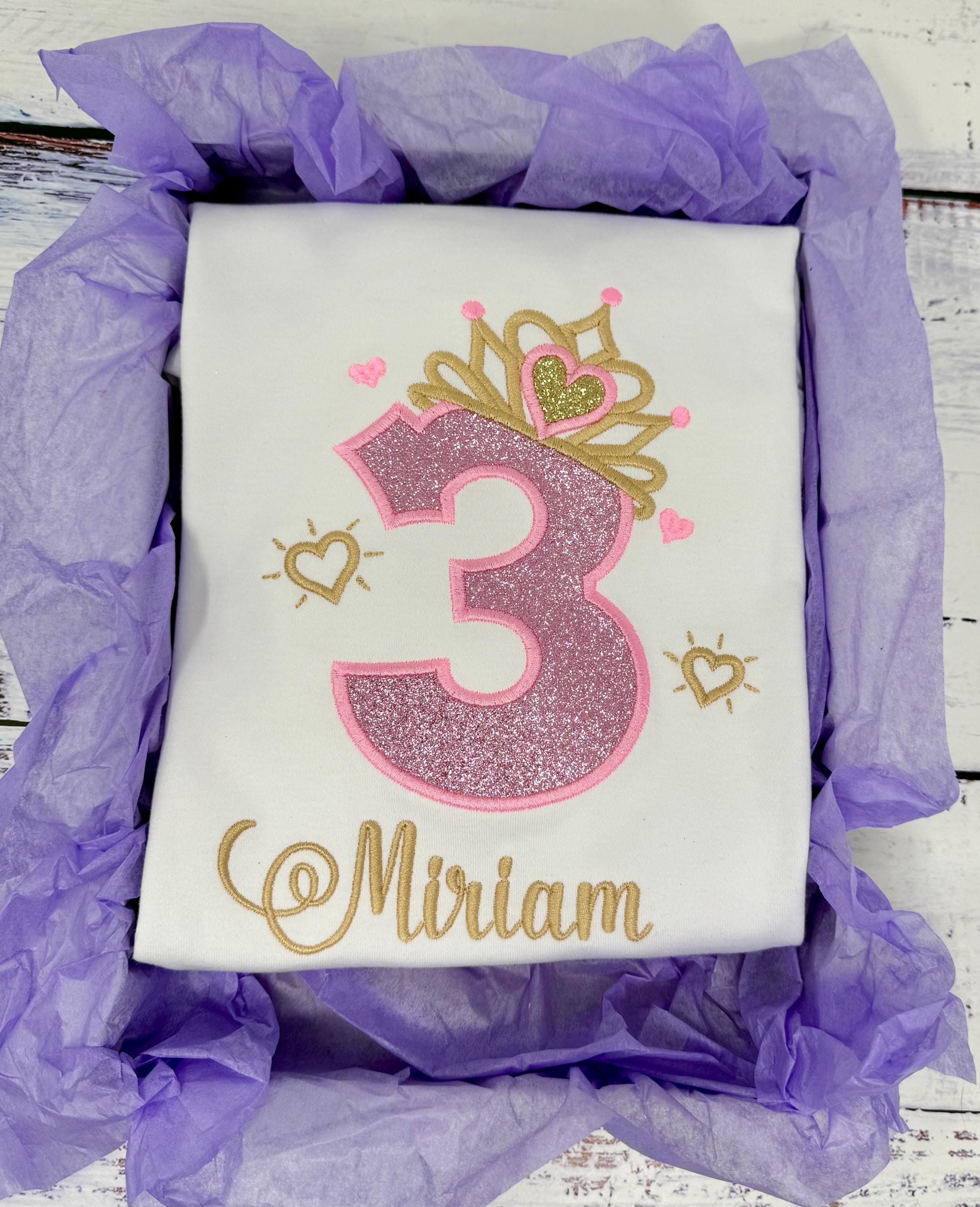 3rd Birthday Girl Outfit, Princess Birthday Shirt, Number with Tiara, Pink Princess Birthday Shirt, Princess Birthday Party