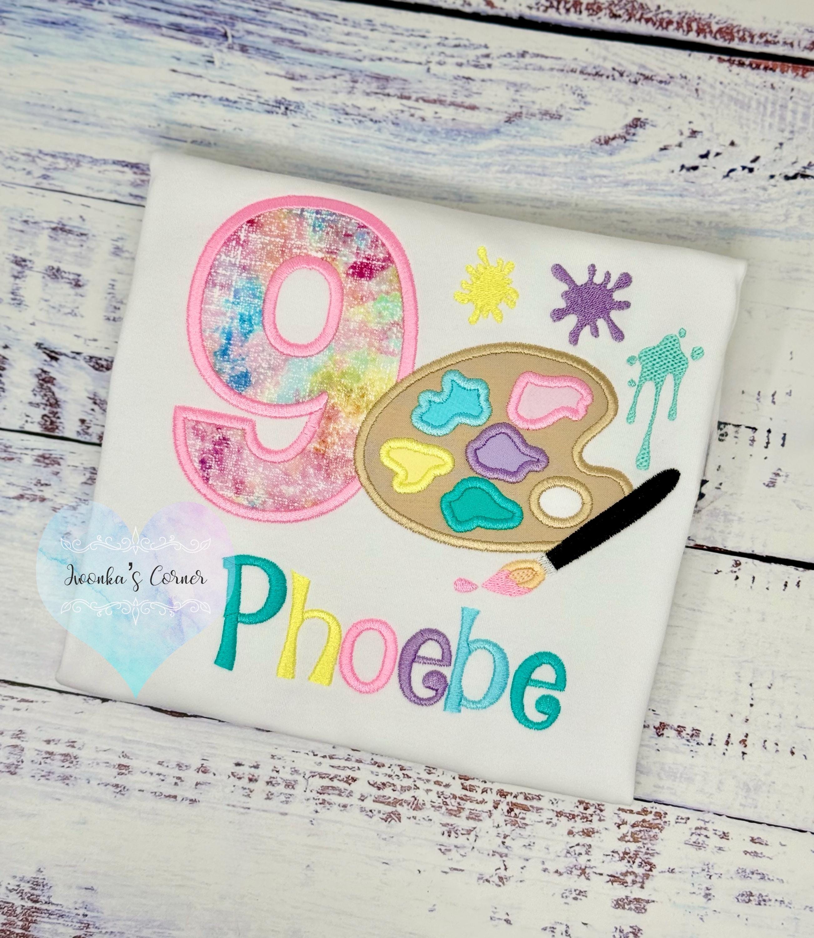 Girl Birthday Shirt Pastel Paint Palette and number, Art Painting Brush