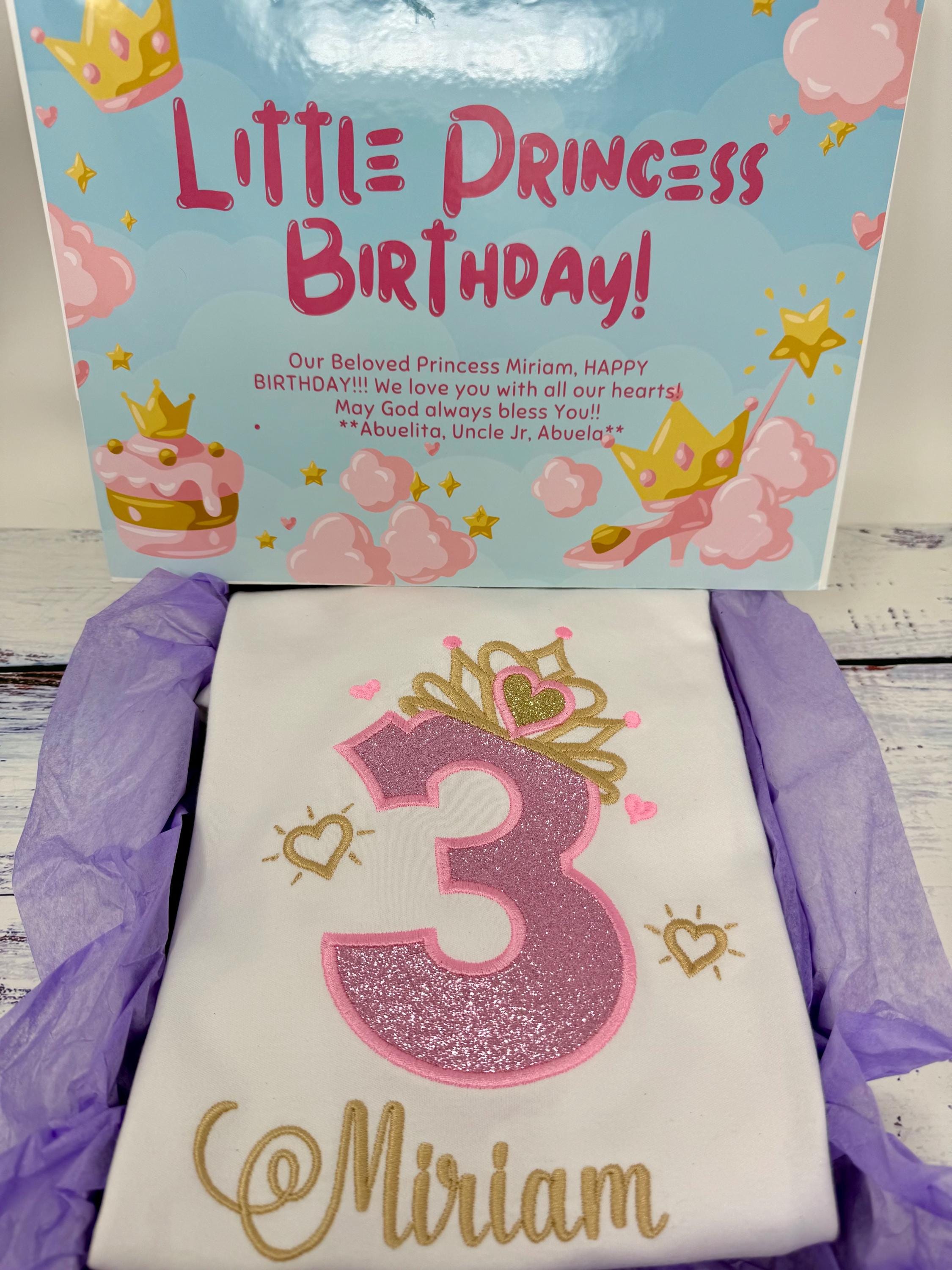 3rd Birthday Girl Outfit, Princess Birthday Shirt, Number with Tiara, Pink Princess Birthday Shirt, Princess Birthday Party