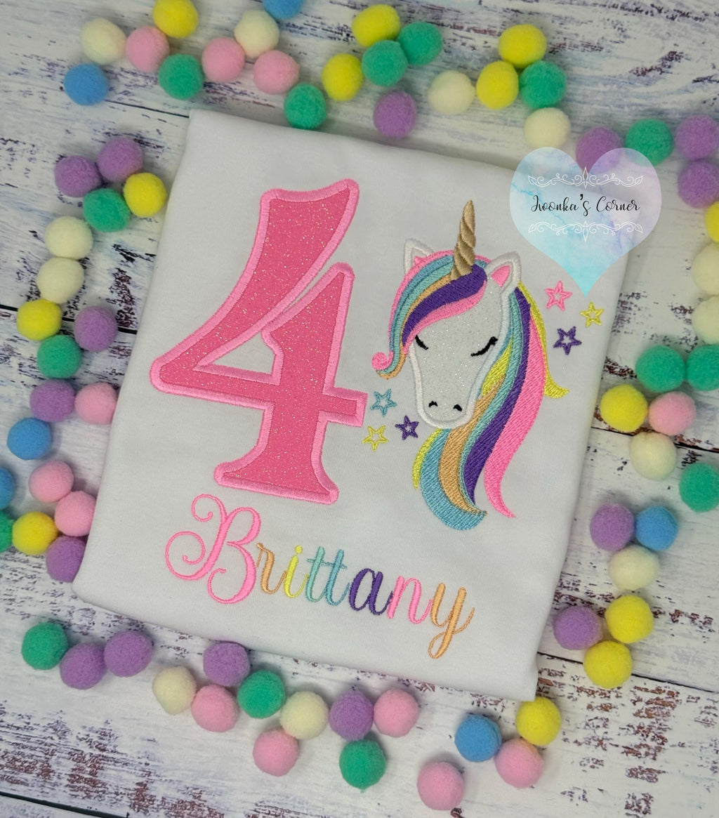 3rd Birthday Pastel Star Unicorn Shirt, Girl Rainbow Pastel Unicorn Birthday, Gold Horn Uni Gift, Rainbow Unicorn, Any age