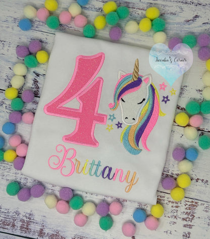 3rd Birthday Pastel Star Unicorn Shirt, Girl Rainbow Pastel Unicorn Birthday, Gold Horn Uni Gift, Rainbow Unicorn, Any age