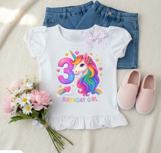 Girl 3rd birthday shirt, Toddler unicorn shirt