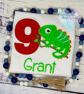 Boy 9th Birthday Tee with Green Chameleon, Reptile theme party, Colorful Chameleon Birthday Shirt , All ages,