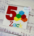 Boy personalized birthday shirt with building blocks shirt, Boys embroidered building blocks tee