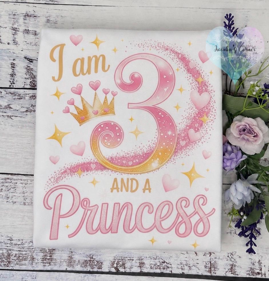 Girl 3rd birthday princesse shirt, Princesse and magic wand shirt