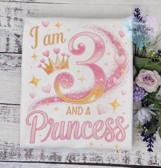 Girl 3rd birthday princesse shirt, Princesse and magic wand shirt