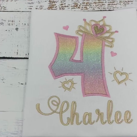 4th Birthday Princess Shirt, Princess Crown Birthday Shirt, Princess Birthday Girl Shirt, Birthday Princess Shirt, Number With Tiara